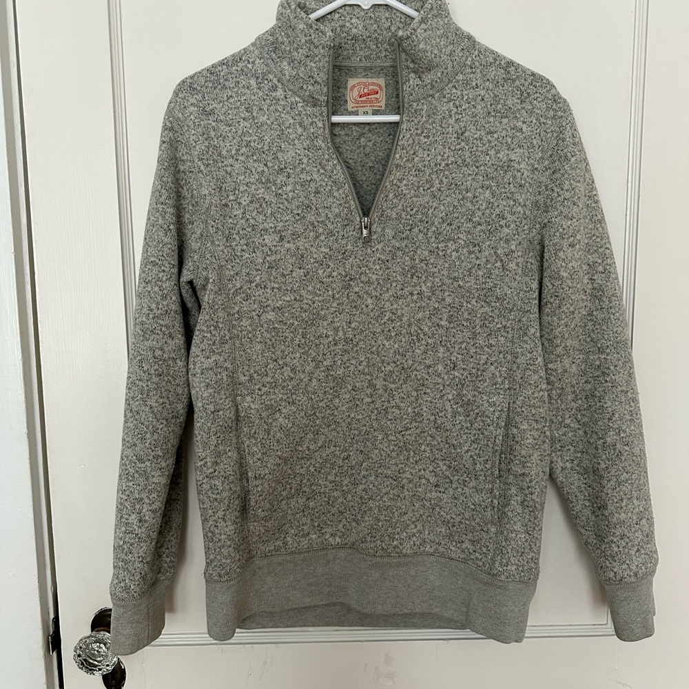J. Crew Gray Zip Up Sweater with Ribbed Hem